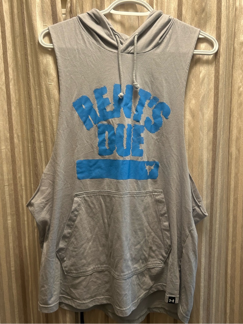 Under Armour Light Gray Sleeveless Hoodie with Black Neckband
